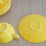 Service of 5 yellow cups and saucers