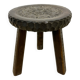 Hand carved solid oak brutalist stool , 1970s