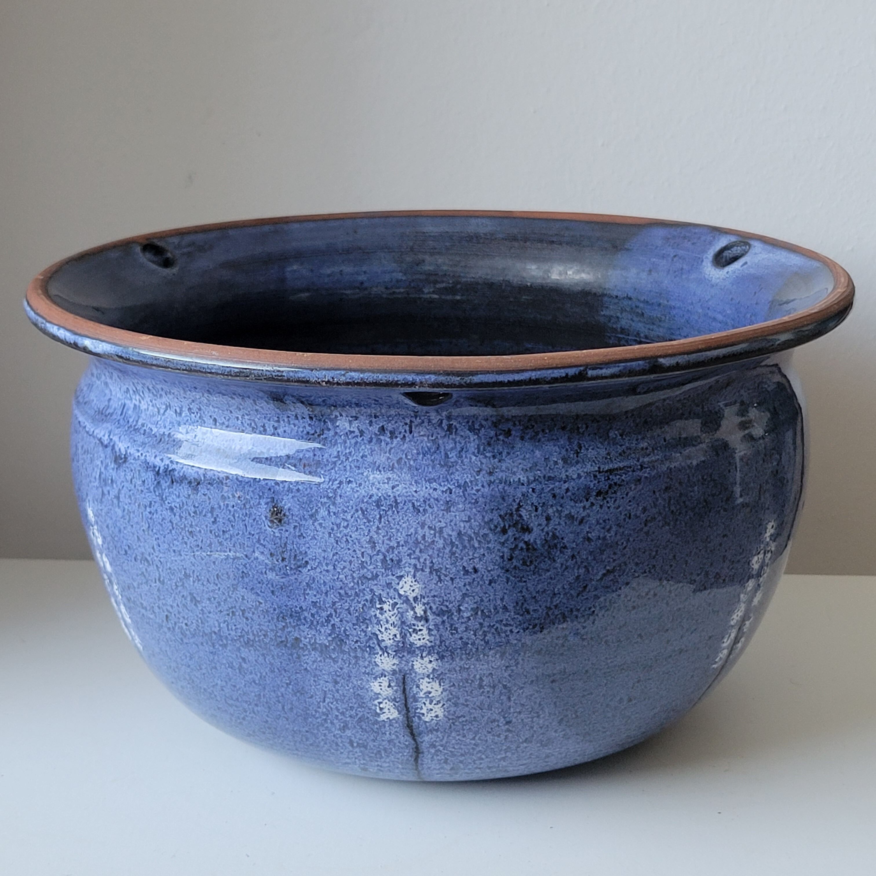 Pot cache pot to hang in terracotta or blue enamelled sandstone