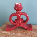 Art Deco ceramic candlestick, burgundy