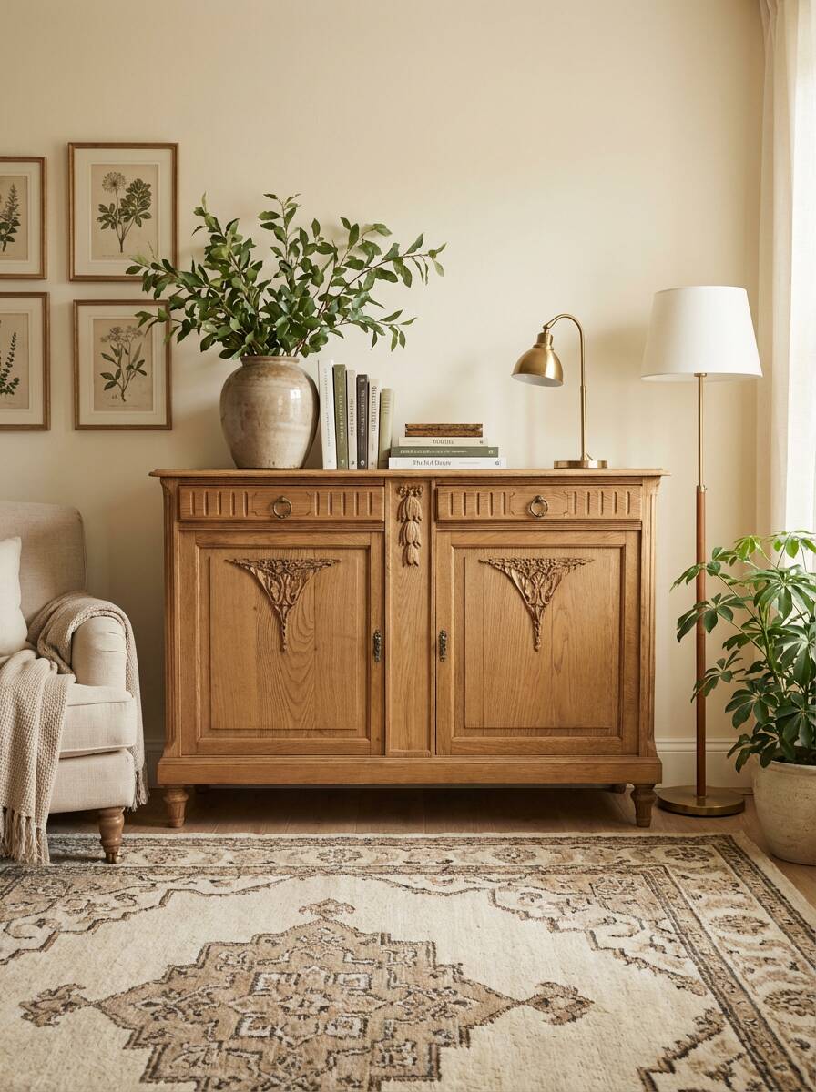 Magnificent antique buffet in solid oak – sandblasted / stripped