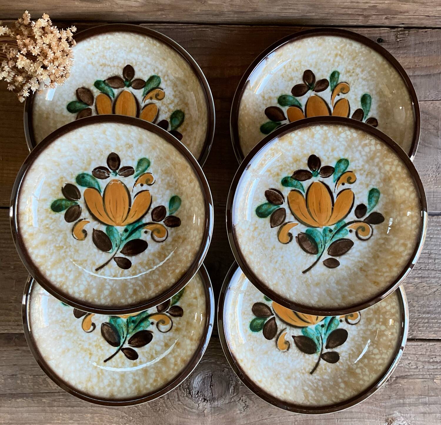 6 vintage Boch La Louvière “Corfou” soup plates