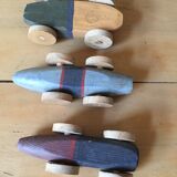 Three old wooden cars