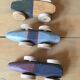 Three old wooden cars