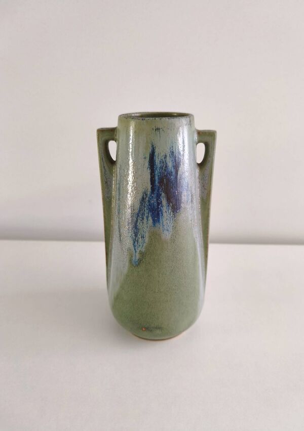 Vase à anses Art Déco Denbac n°226 en grès flammé - signature gravée