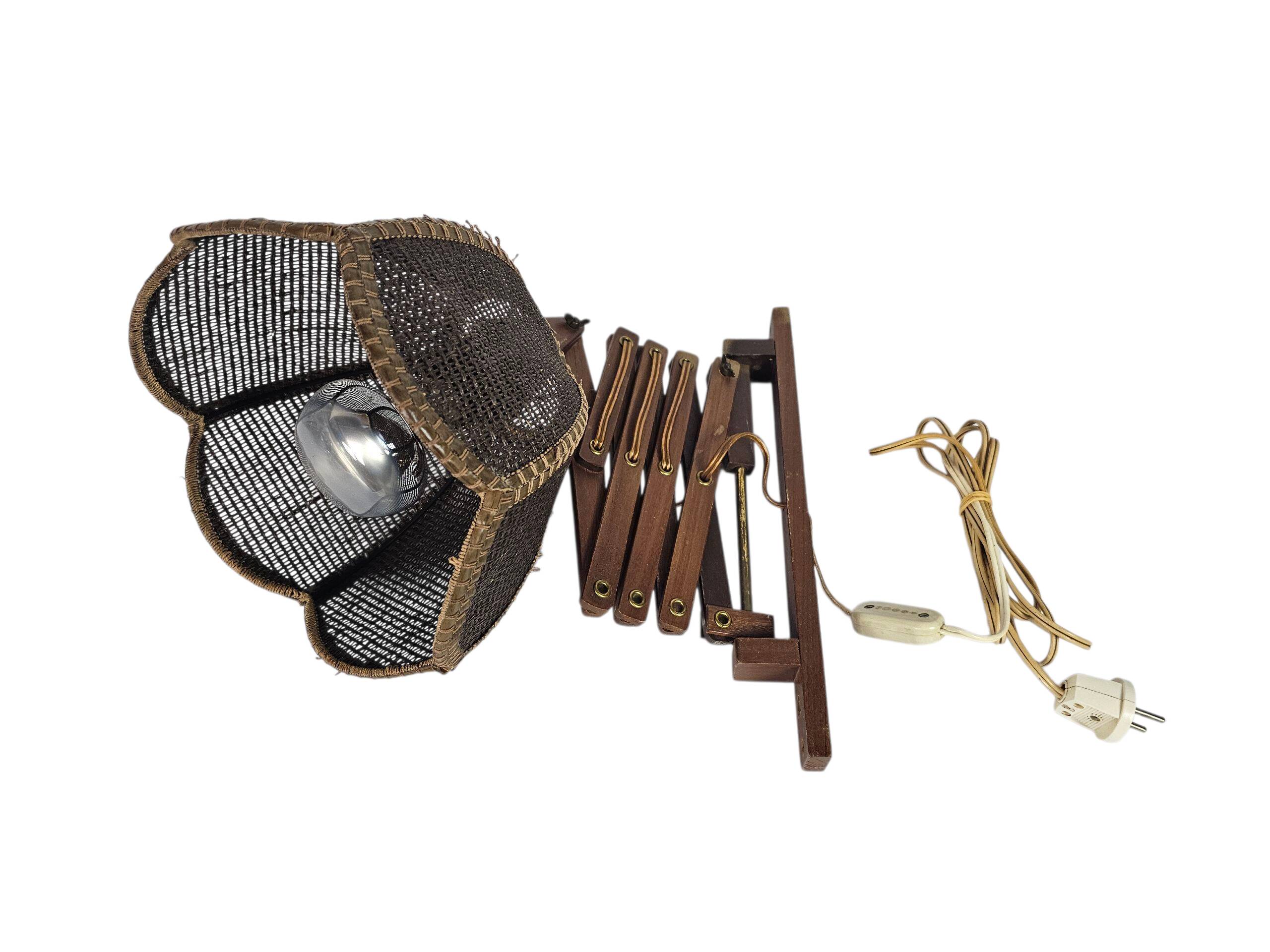 Schaarlamp - Harmonicalamp - teak - wandlamp - 60's