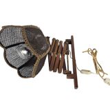 Schaarlamp - Harmonicalamp - teak - wandlamp - 60's