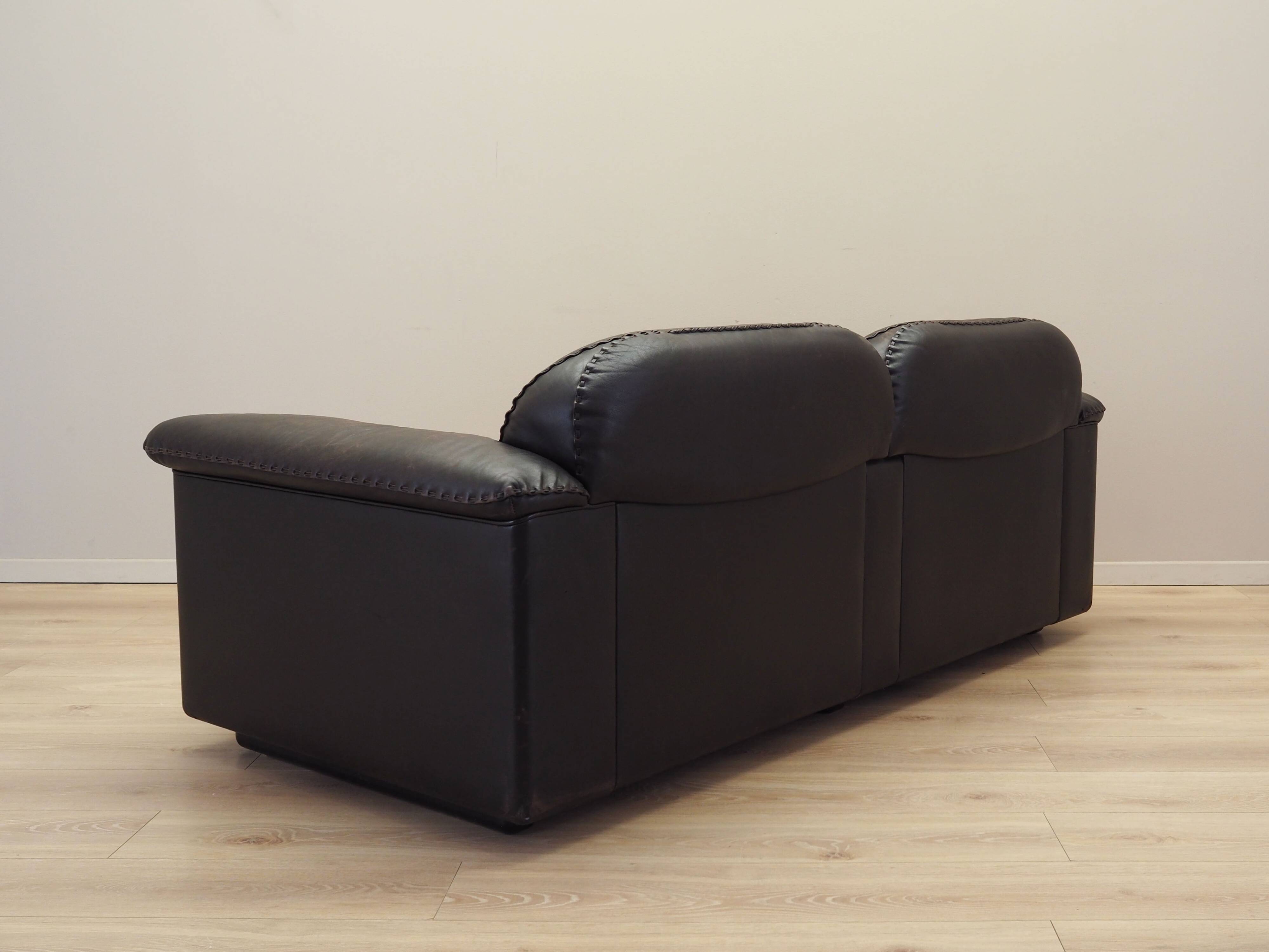 Brown leather sofa, Swiss design, 1970s