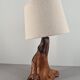 Brutalist stump lamp in olive wood 1950