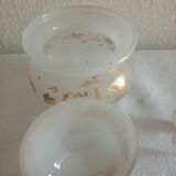 Suite Carafe, Carafon and Pot Opaline with gilded decorations XIX th