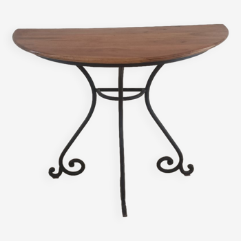Rosewood and wrought iron console