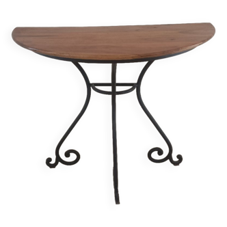 Console in rosewood and wrought iron