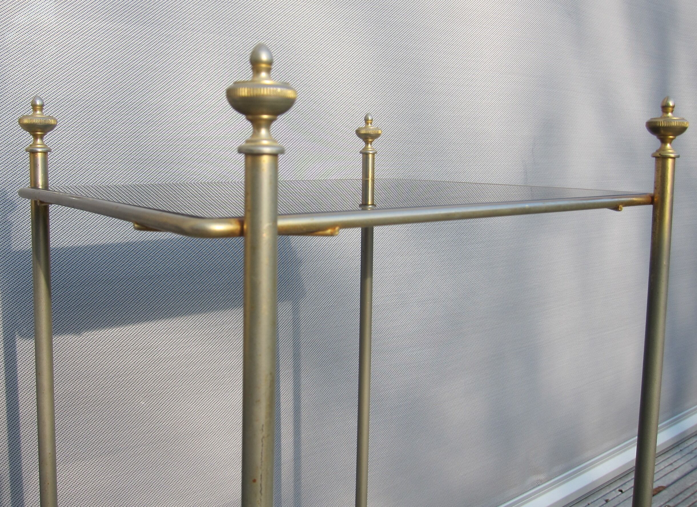 End table Golden capitals and glass OPAL black 1950