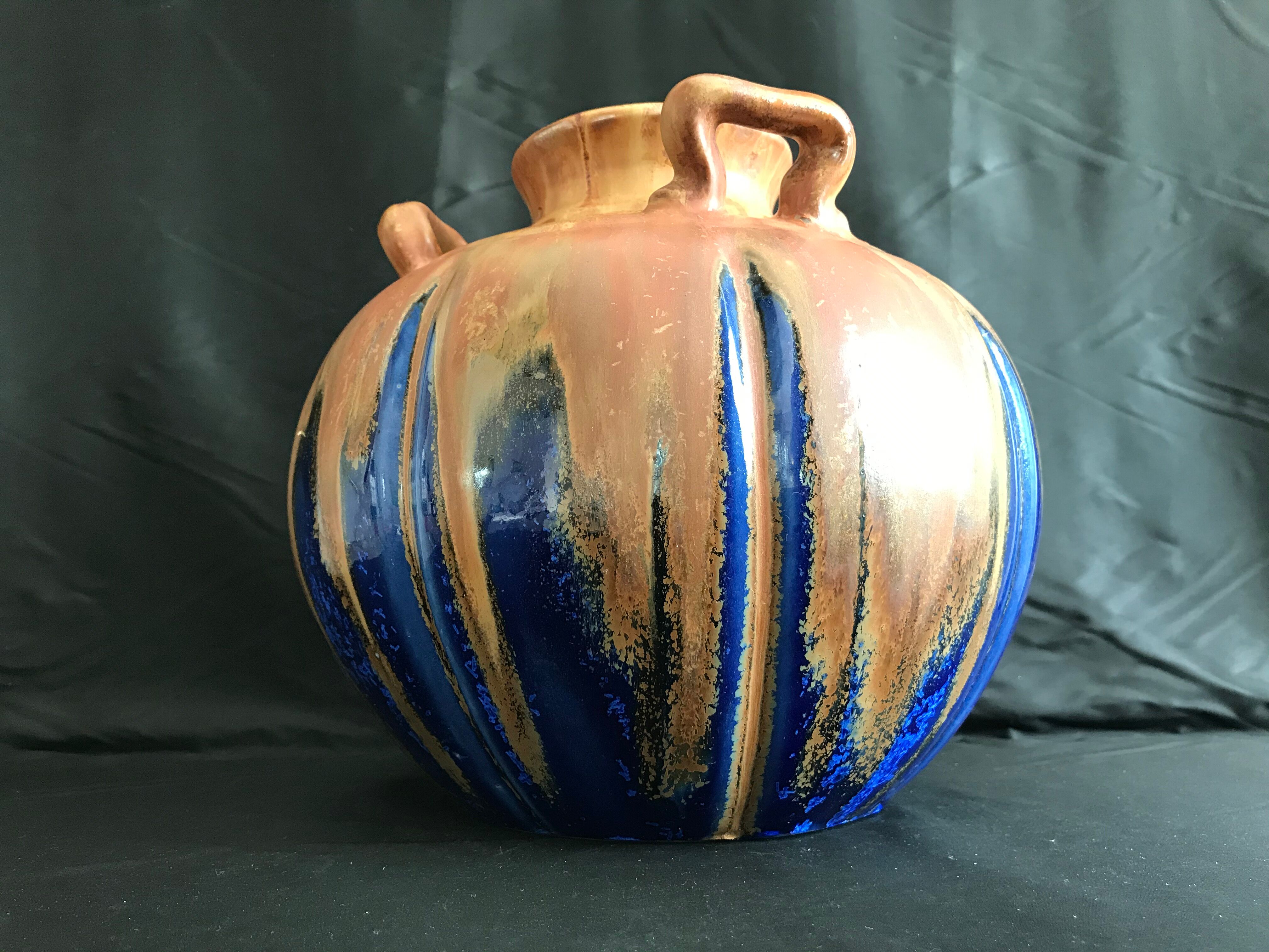 Vase with 3 handles - Gilbert Méténier - Fabrique Méténier à Gannat Art deco - art stoneware