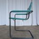 Vintage Mart Stam Style Armchair: Turquoise Leather, Black Chrome Cantileve