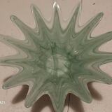 Murano-style opalescent glass basket with a silver metal base