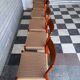 Set of 6 Fristho chairs in teak and rope.