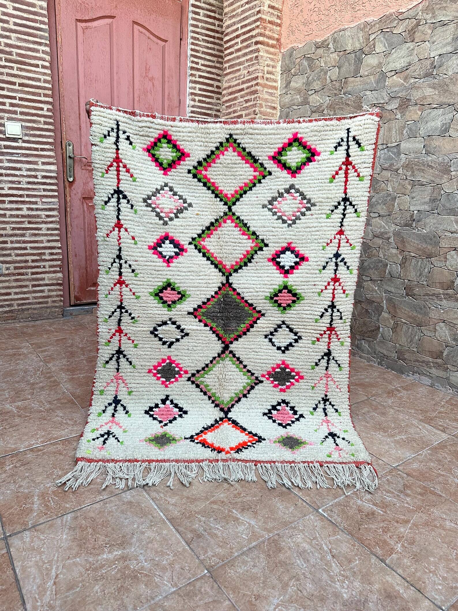 Moroccan Berber Rug Costum - Moroccan Wool Rug - New Azilal Rug - Beni Ouarain Style
