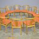 Set of 11 modern curved wood oak chairs