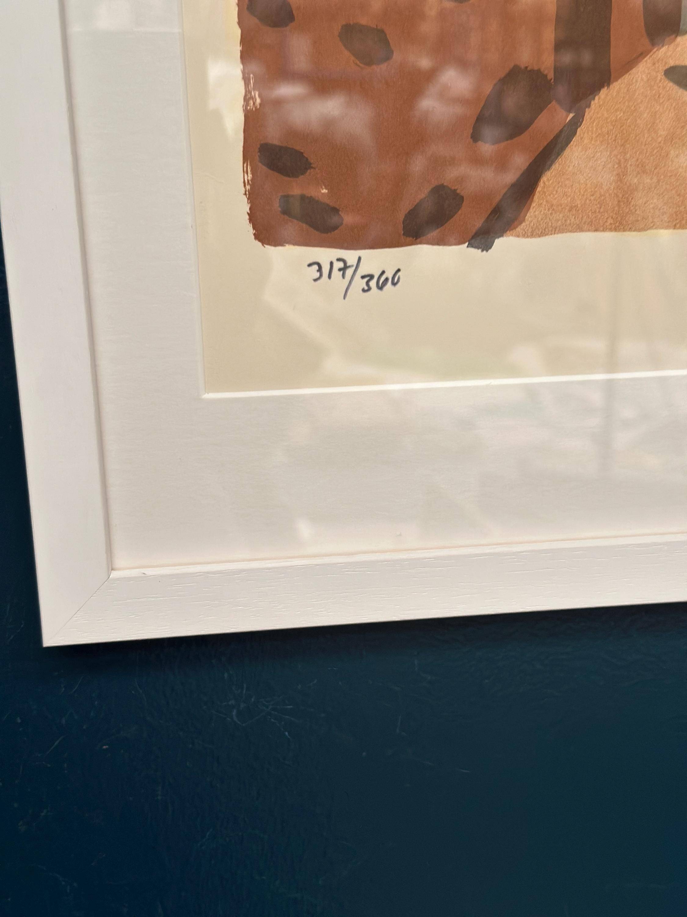 Original Swedish Color Lithograph – “Figure in a Sunlit Desert” by Lars Norrman