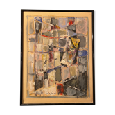 Tableau abstrait signé Raffin 1989