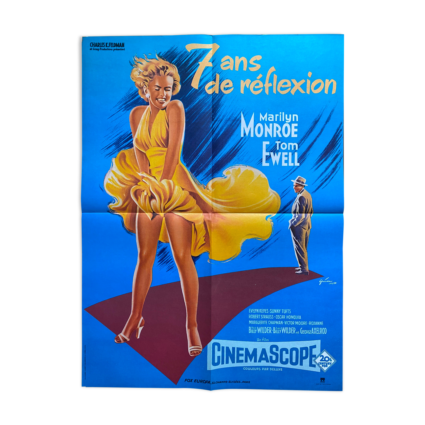 Affiche cinéma "Sept ans de réflexion" Marilyn Monroe 60x80cm 1970