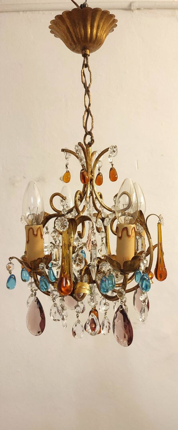 Crystal ceiling lamp. Spain, 1960s.