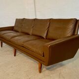 Vintage retro Danish mid-century G. Thams 4 person sofa in brown leather 1960