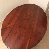 Welsh yew table inlaid with ebony and burl