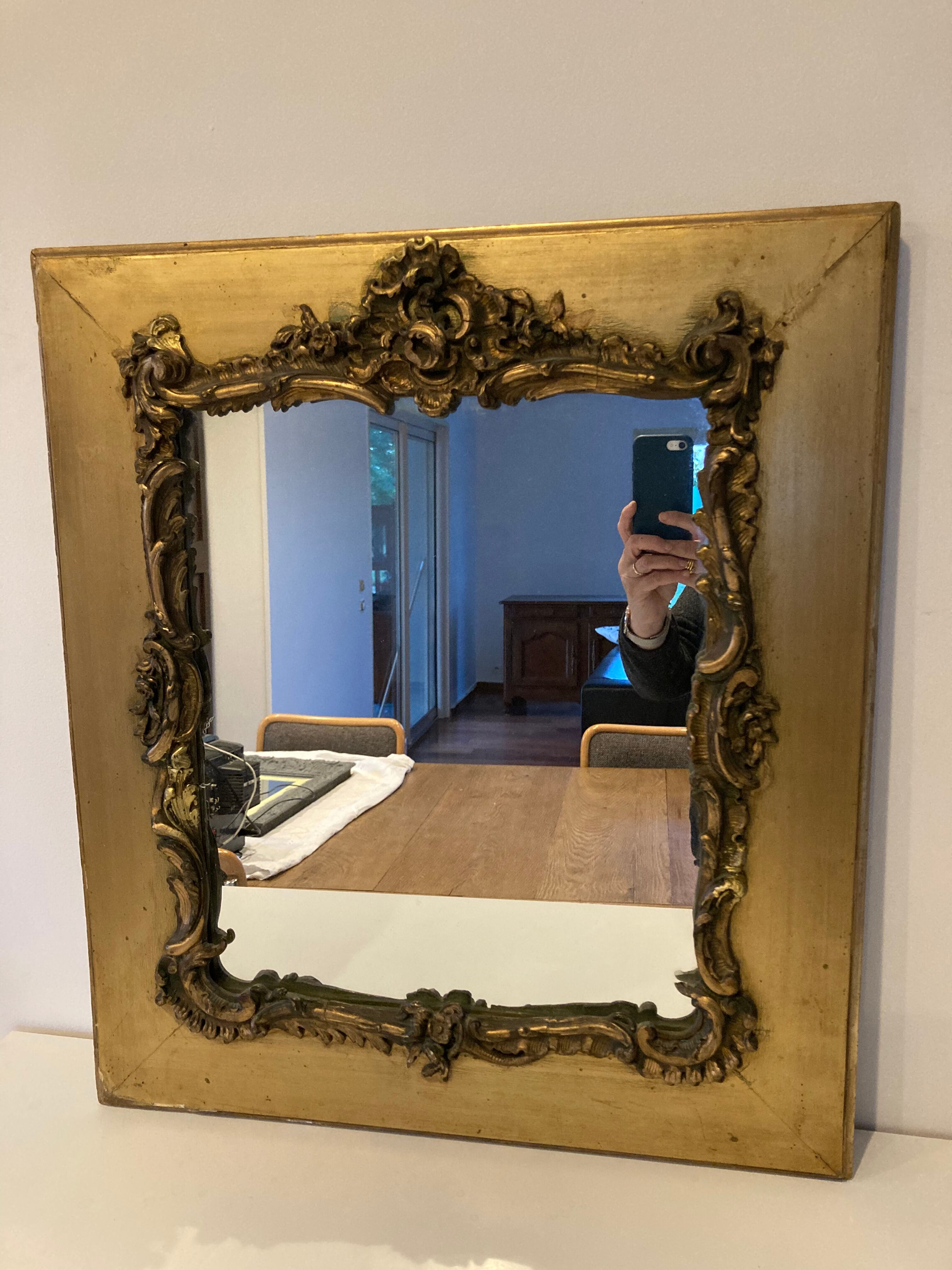 Gilded mirror rockery style louis XV