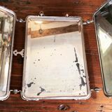 Bevelled triptych barber mirror 57x16cm