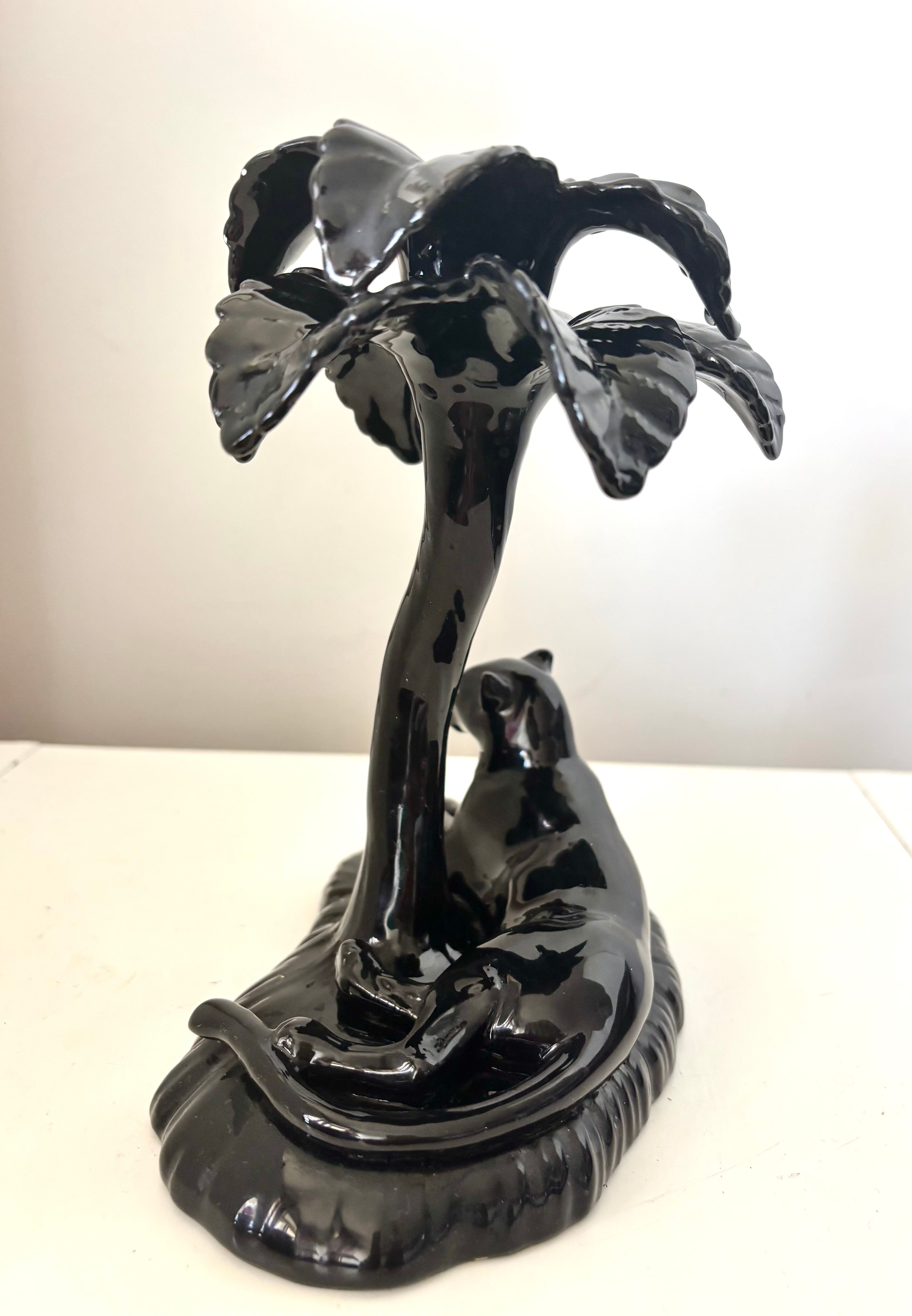 Black panther Art Deco candlestick