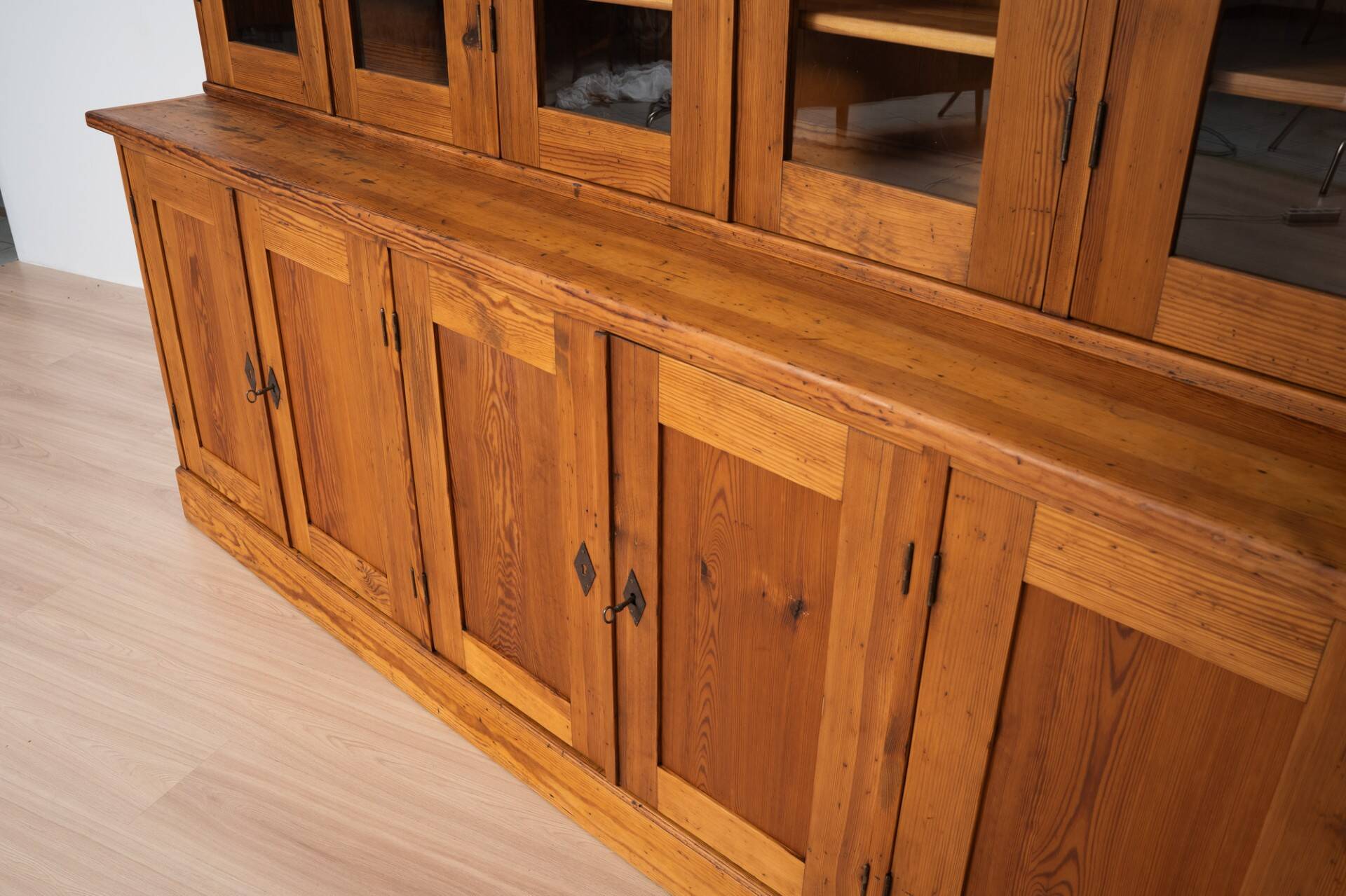Monumental Pine School Library Bookcase from Warsaw, Poland, 1920s