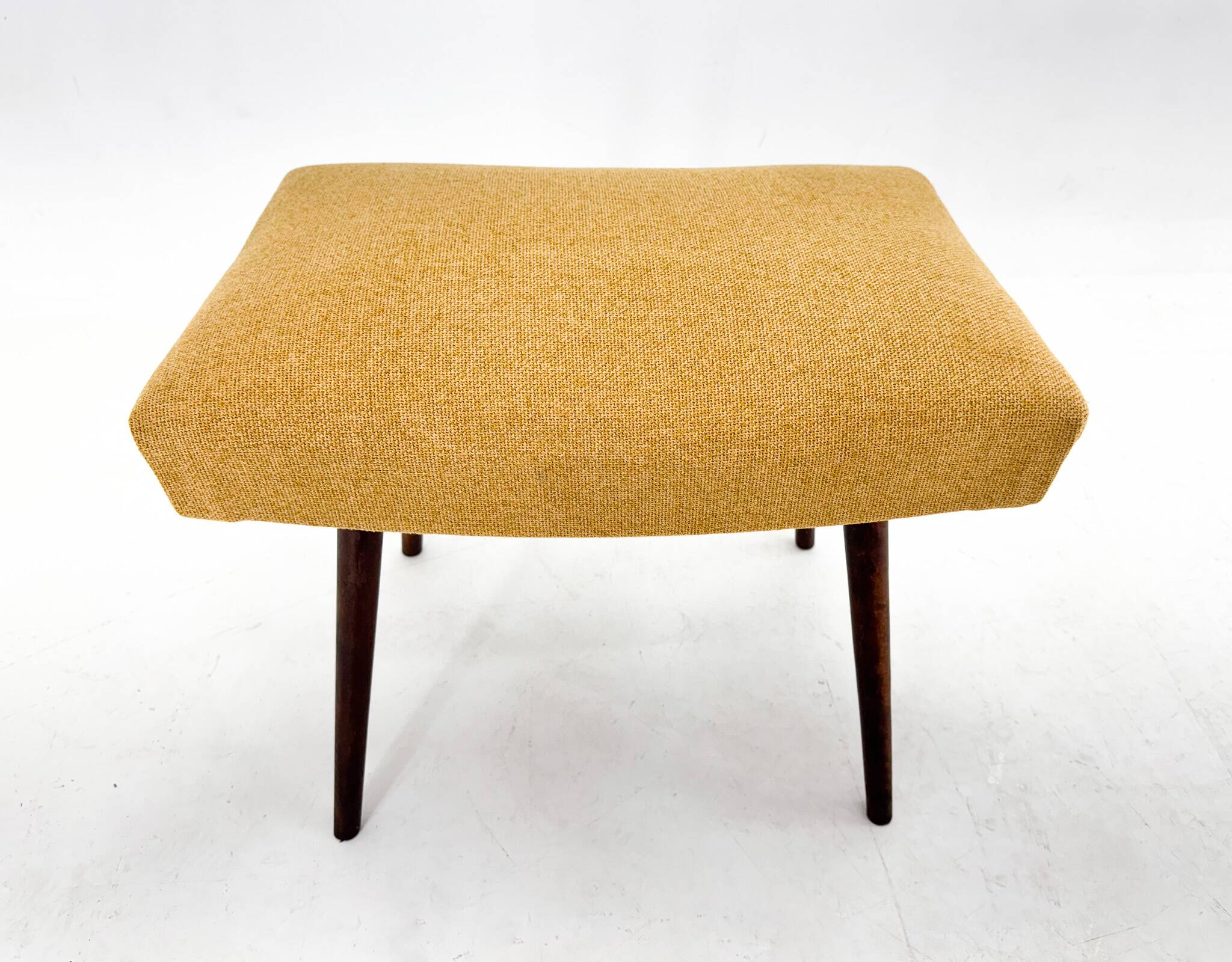 Mid-Century Stool with New Upholstery, Czechoslovakia, 1970's