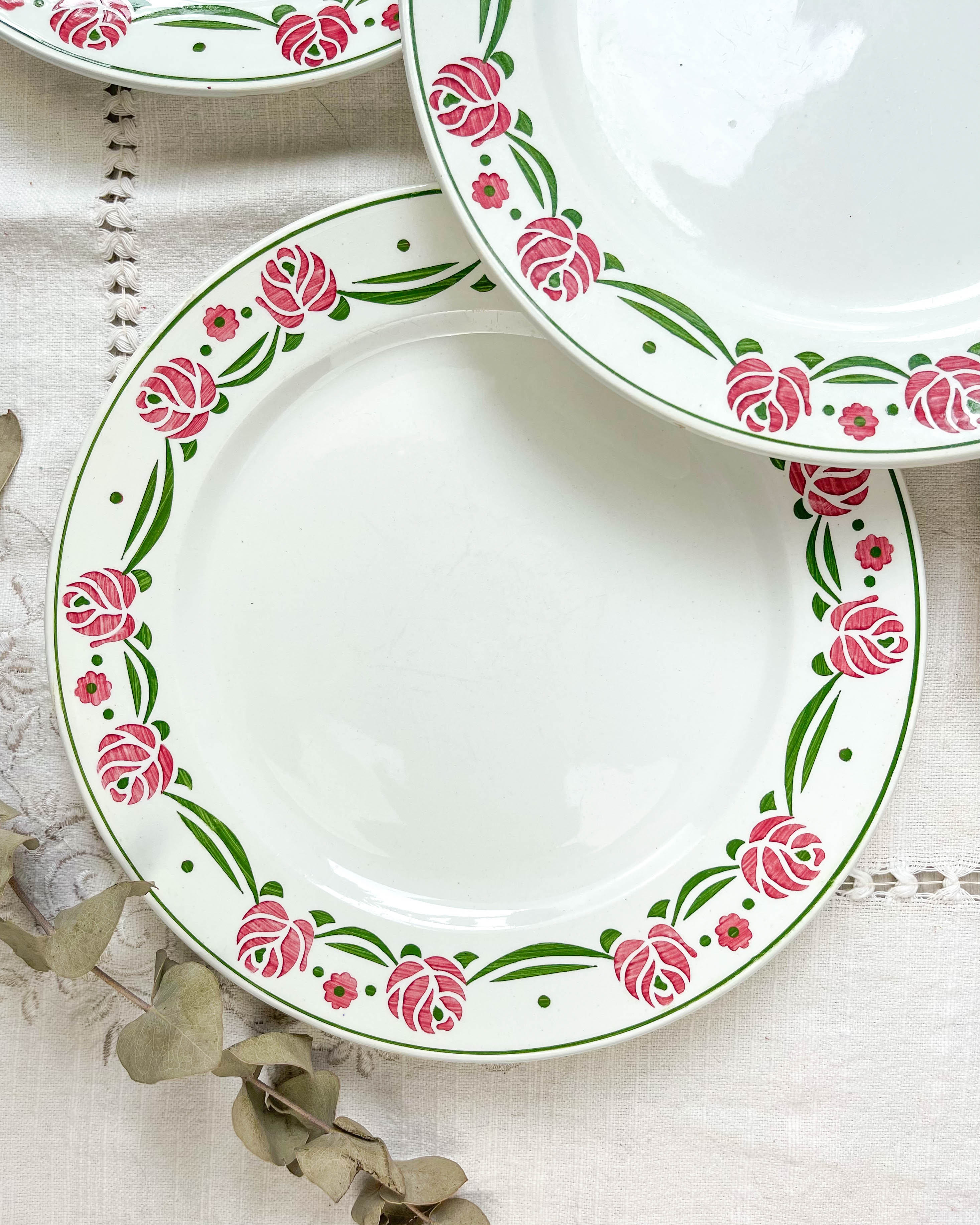 5 flat plates digoin sarreguemines model "mariette"