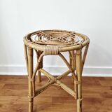 Vintage rattan stool in retro bohemian style - 1950s/1960s -