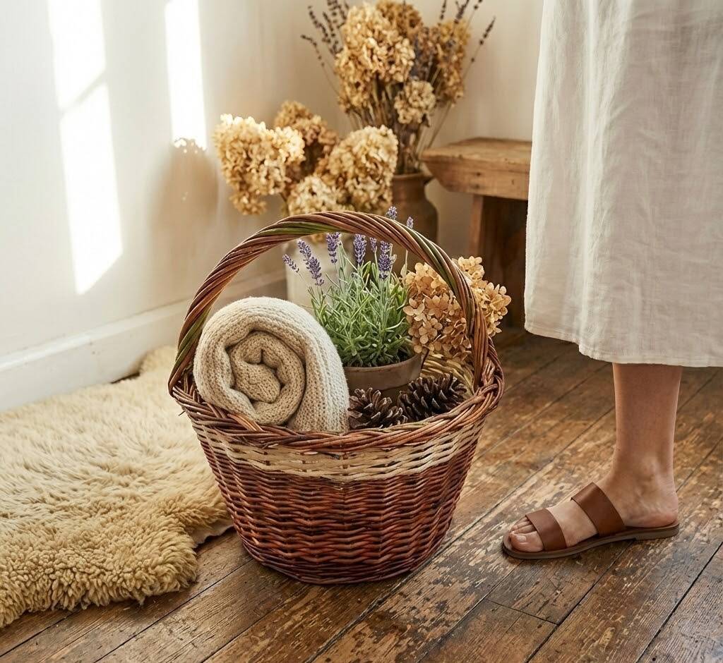 Woven willow basket handcrafted