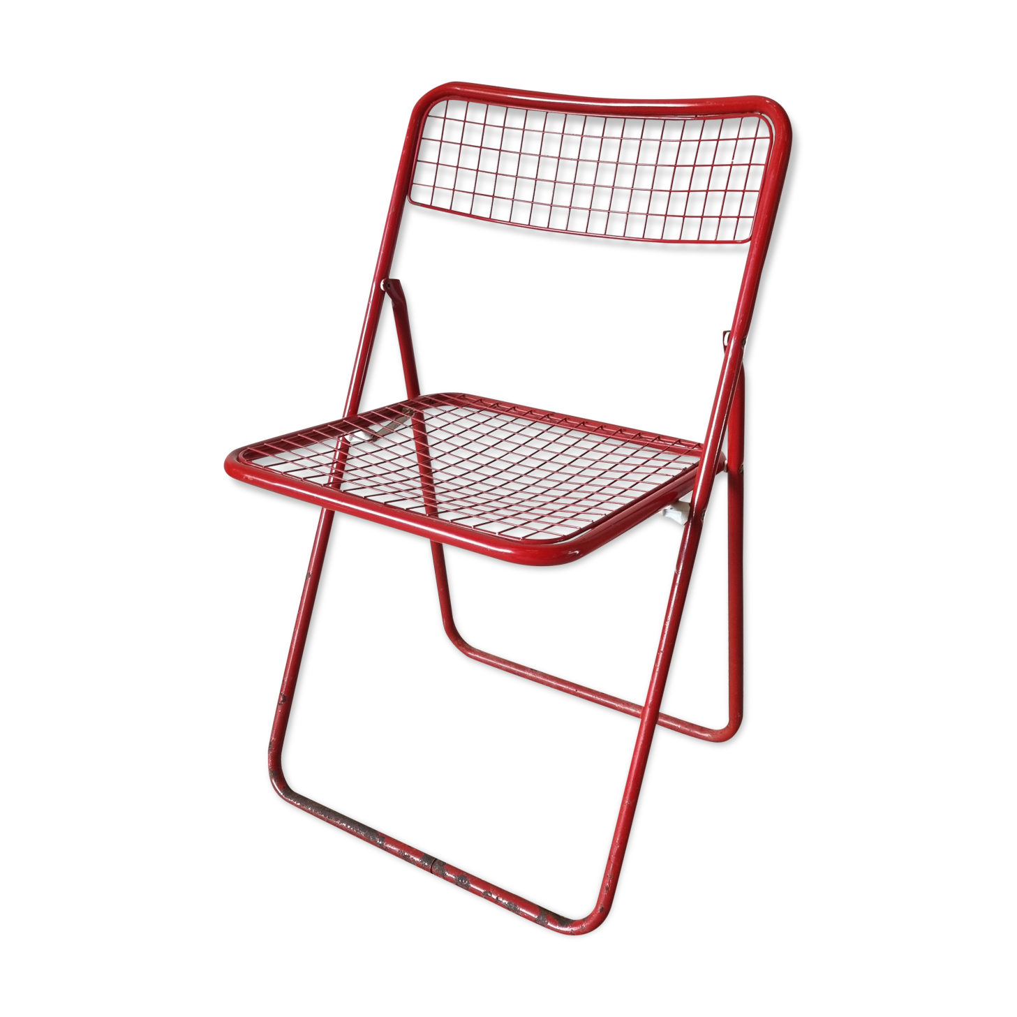 Folding chair made of metal red thread