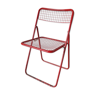 Chaise pliante en métal fil rouge