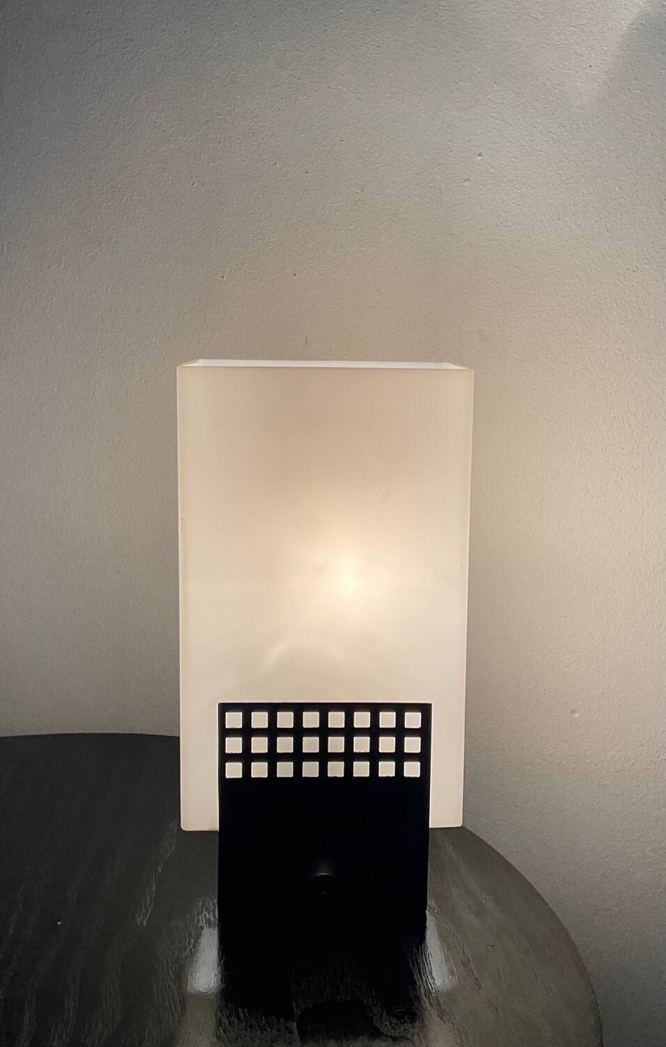 Vintage 50s lamp in opaline and perforated metal