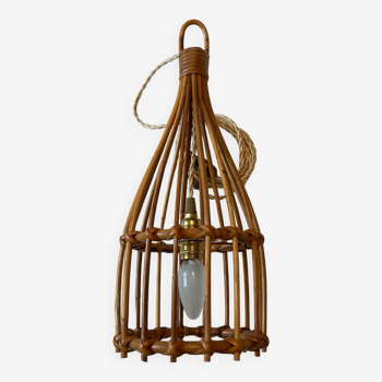 Vintage rattan hanging lamp 1950