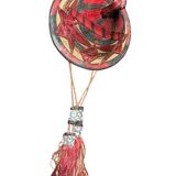 Wicker and leather hat