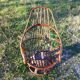 Fauteuil vintage pivotant en bambou et rotin