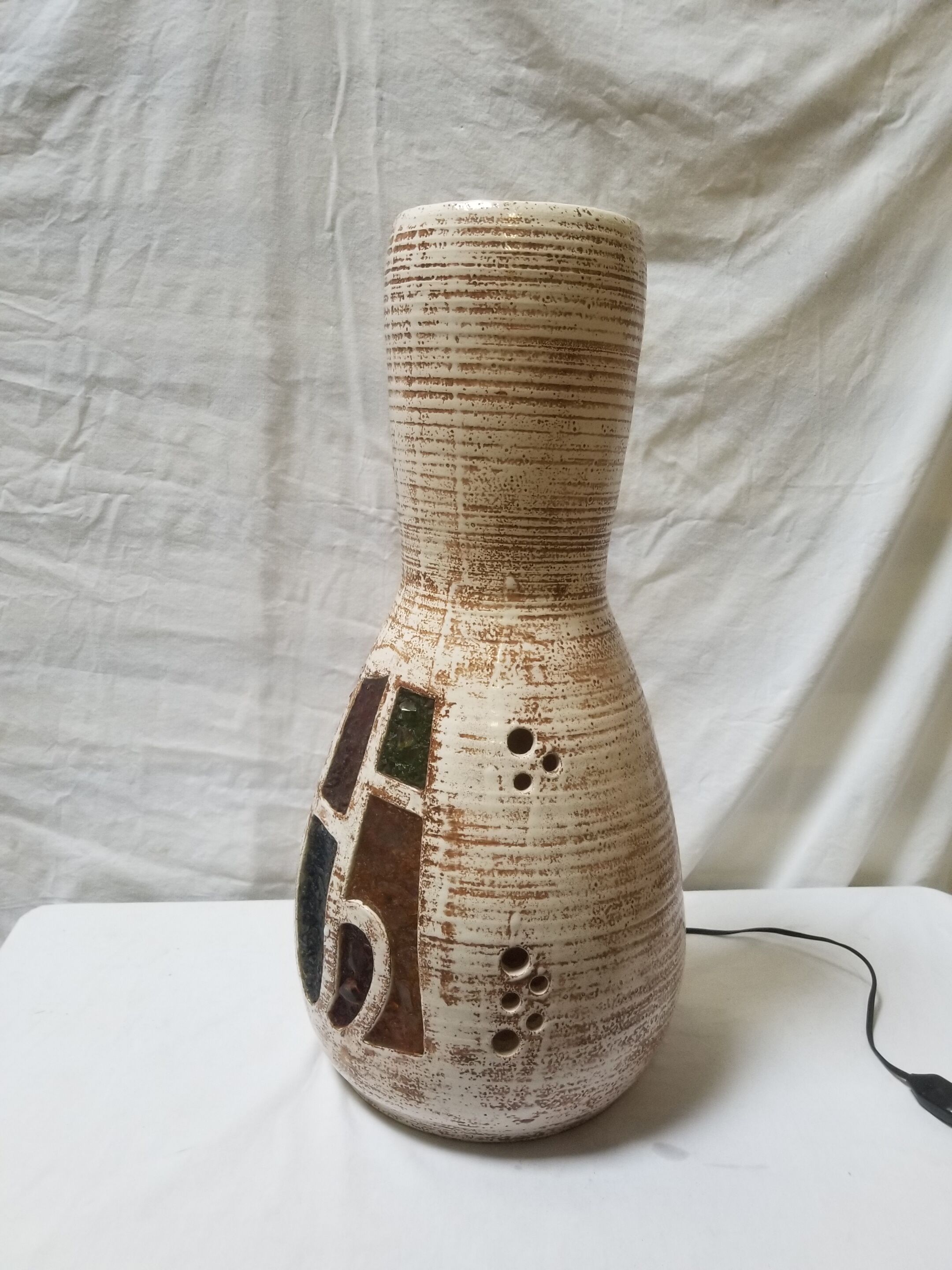 Vintage vase lamp in Accolay ceramic signed Armel - 60s/70s