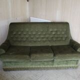 Vintage green velvet sofa