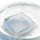 Vintage Midcentury Murano Glass Ashtray in Frosted Glass with Blue Accents