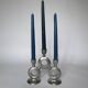 Vintage Modernist Triple Aluminum Candlestick Holder