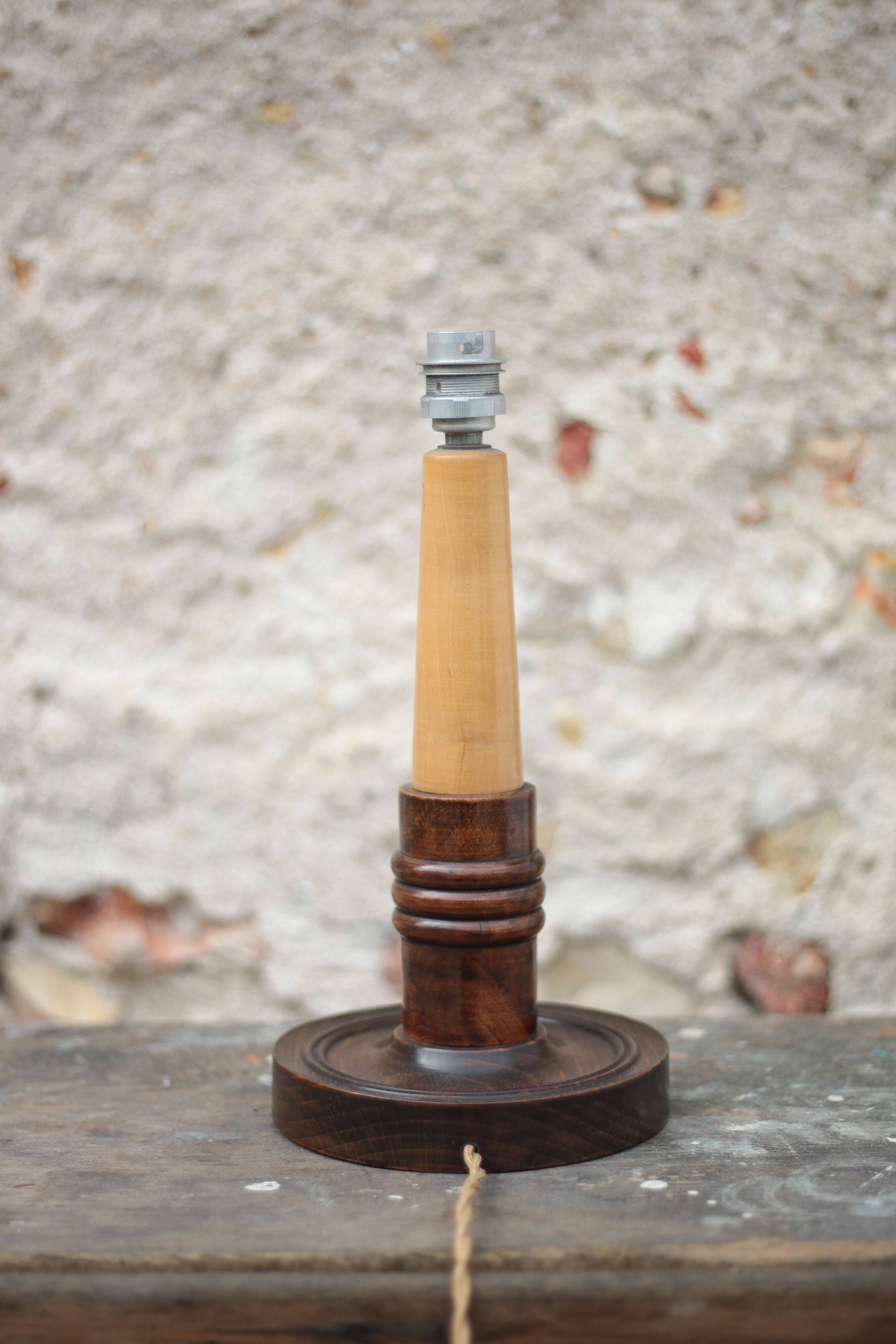Art Deco wooden lamp, vintage wooden lamp base, table lamp.