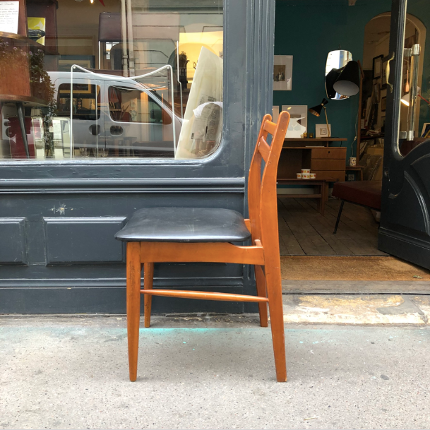 Scandinavian chair wood and black skai