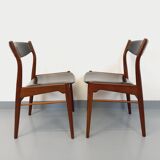 Pair of vintage Scandinavian teak and skai chairs from the 50s and 60s